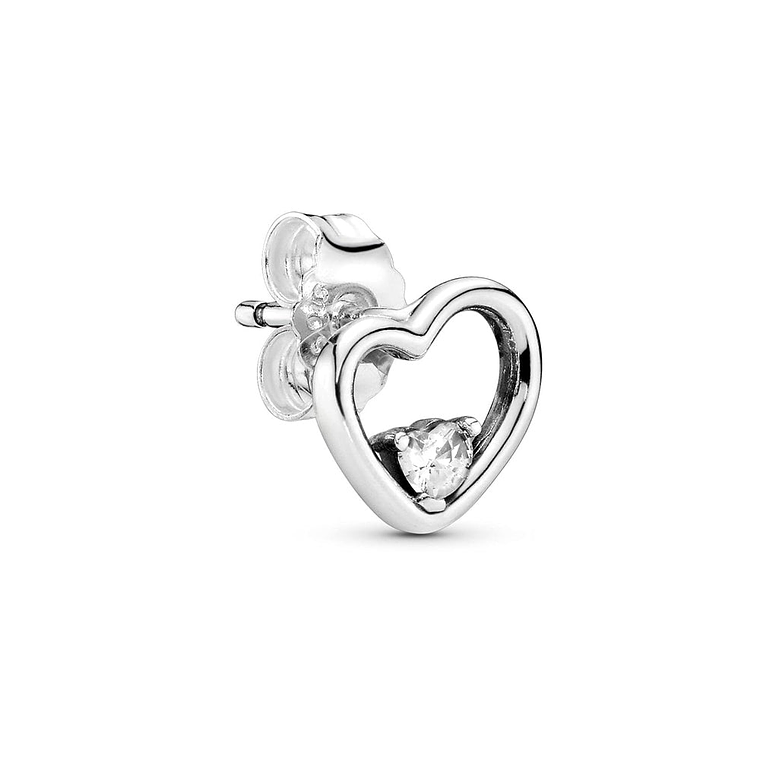 Aretes Pendientes Pandora Tipo Topo Corazon Asimetrico 297813CZ Plata 925 3