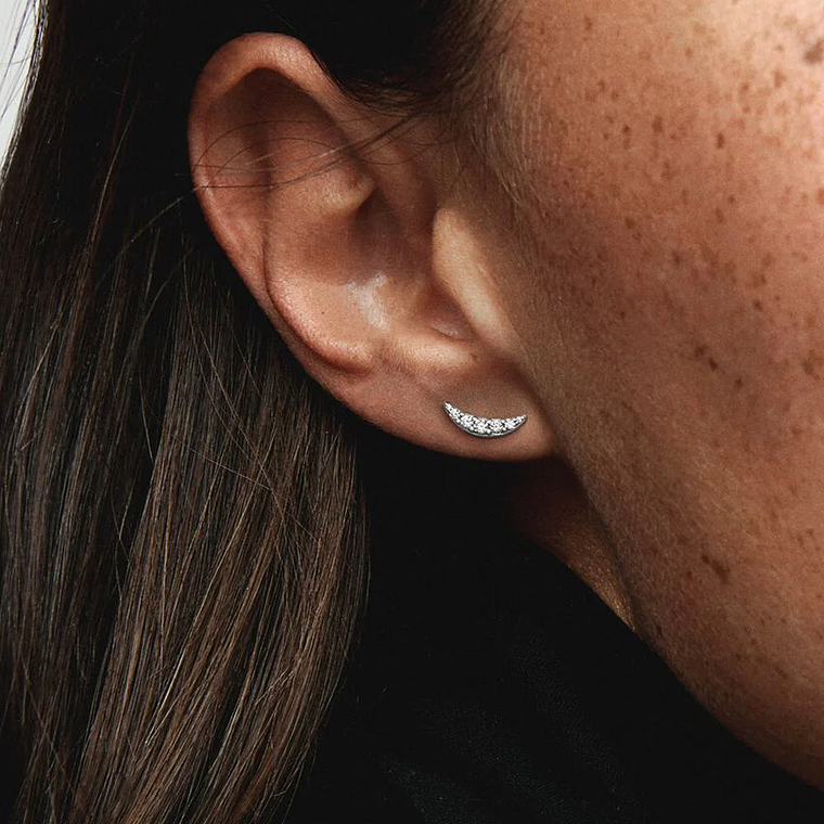 Aretes Pendientes Pandora Luna Creciente Brillante con Circonita 297569CZ Plata 925 5