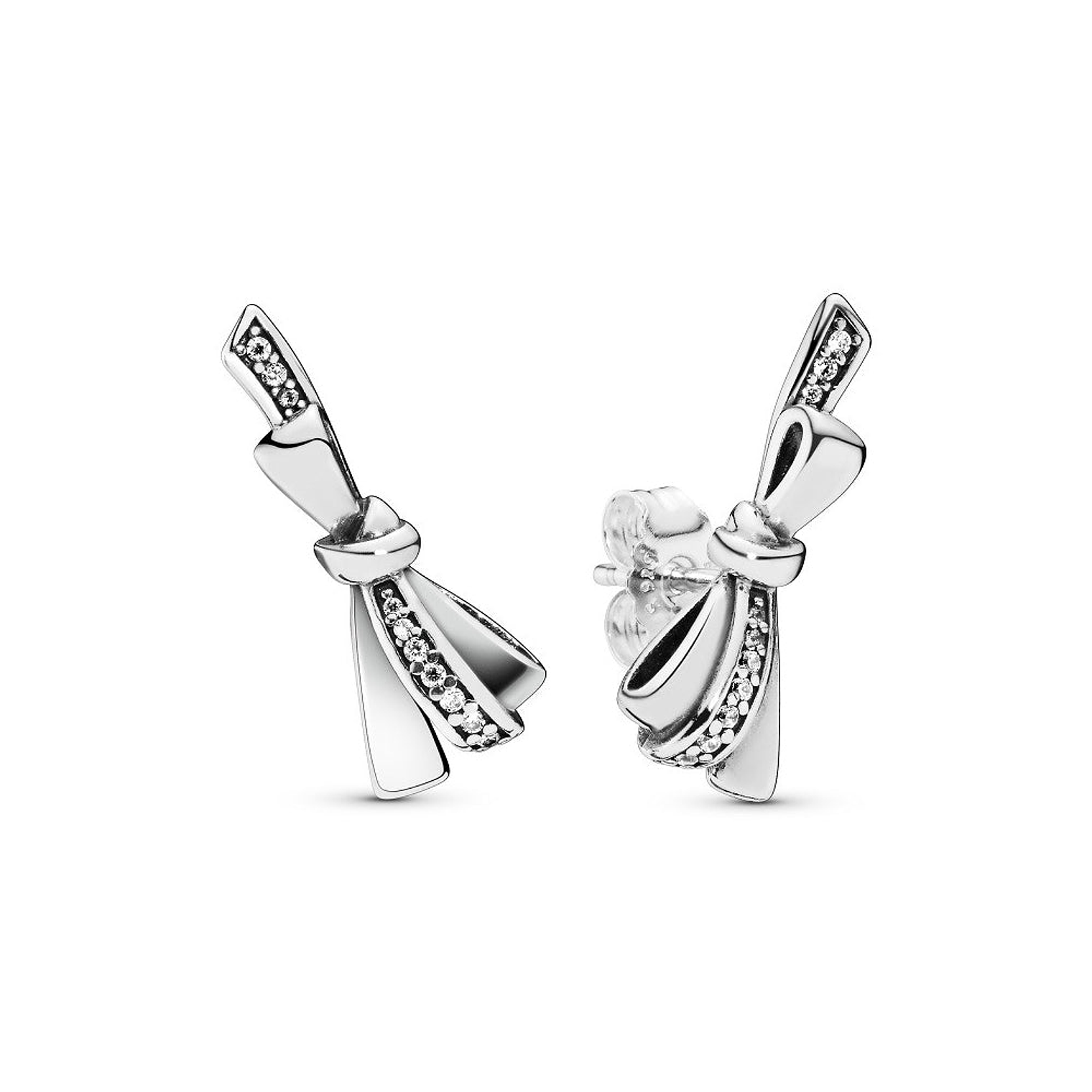 Aretes Pendientes Pandora Tipo Topo Lazo Brillante 297234CZ Plata 925 1