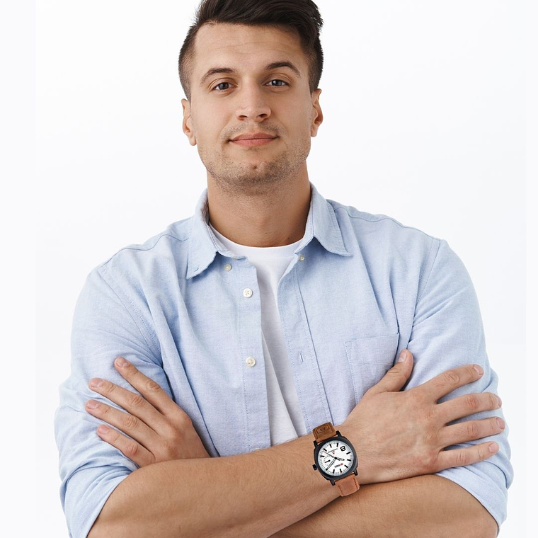 Reloj Análogo Curren Original KRE1902 para Hombre Cuero Color Marrón 5