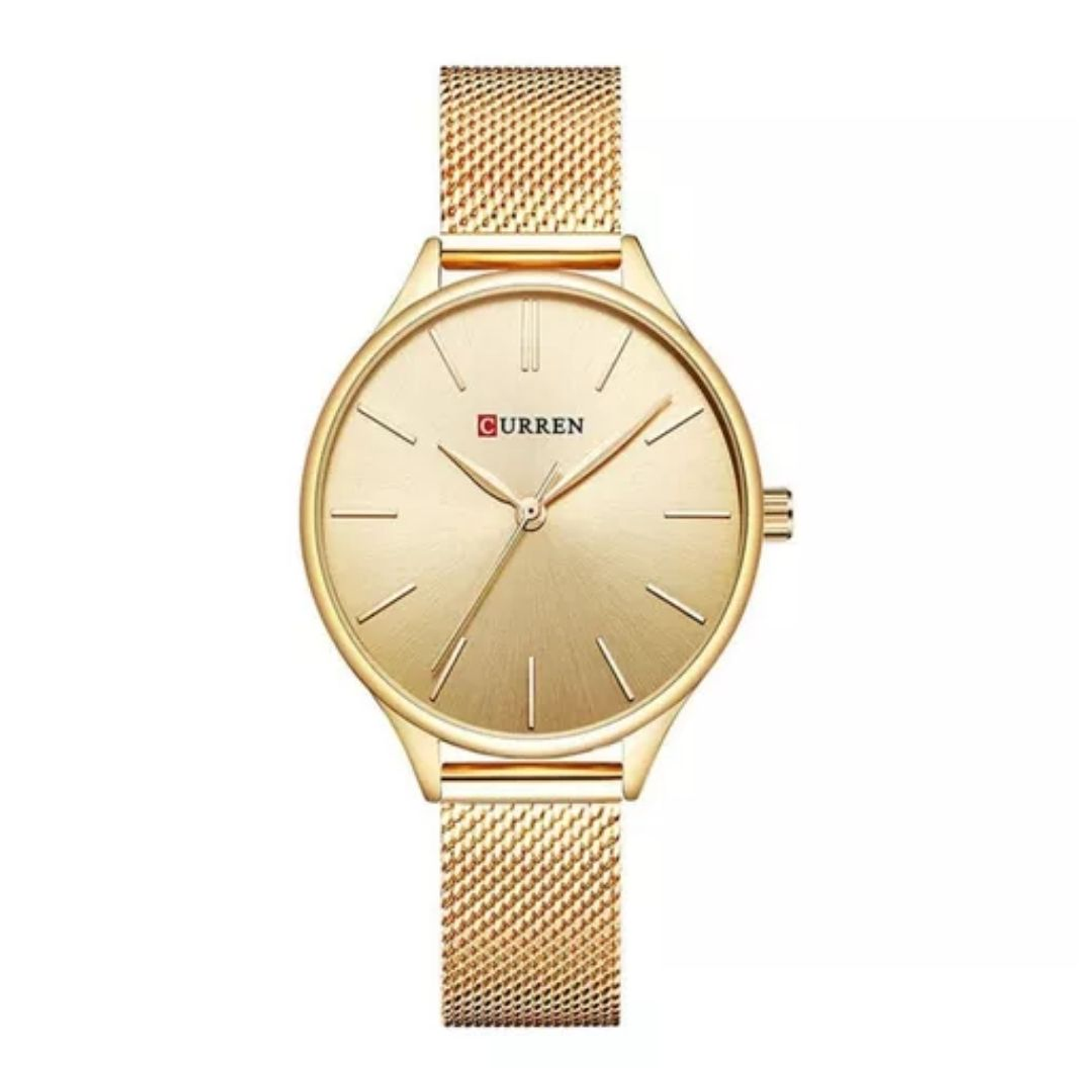 Reloj Análogo Curren Original KREb7318 para Mujer Acero Color Dorado 1