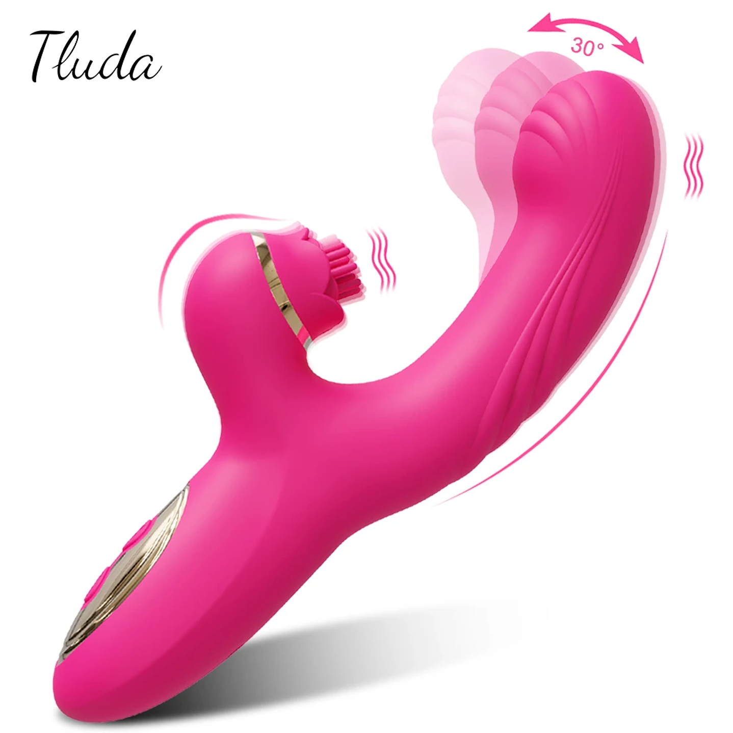 Vibrador de conejo con Estimulador de Clitoris Tluda ZD048 En Silicona Medica Color Rosado 1