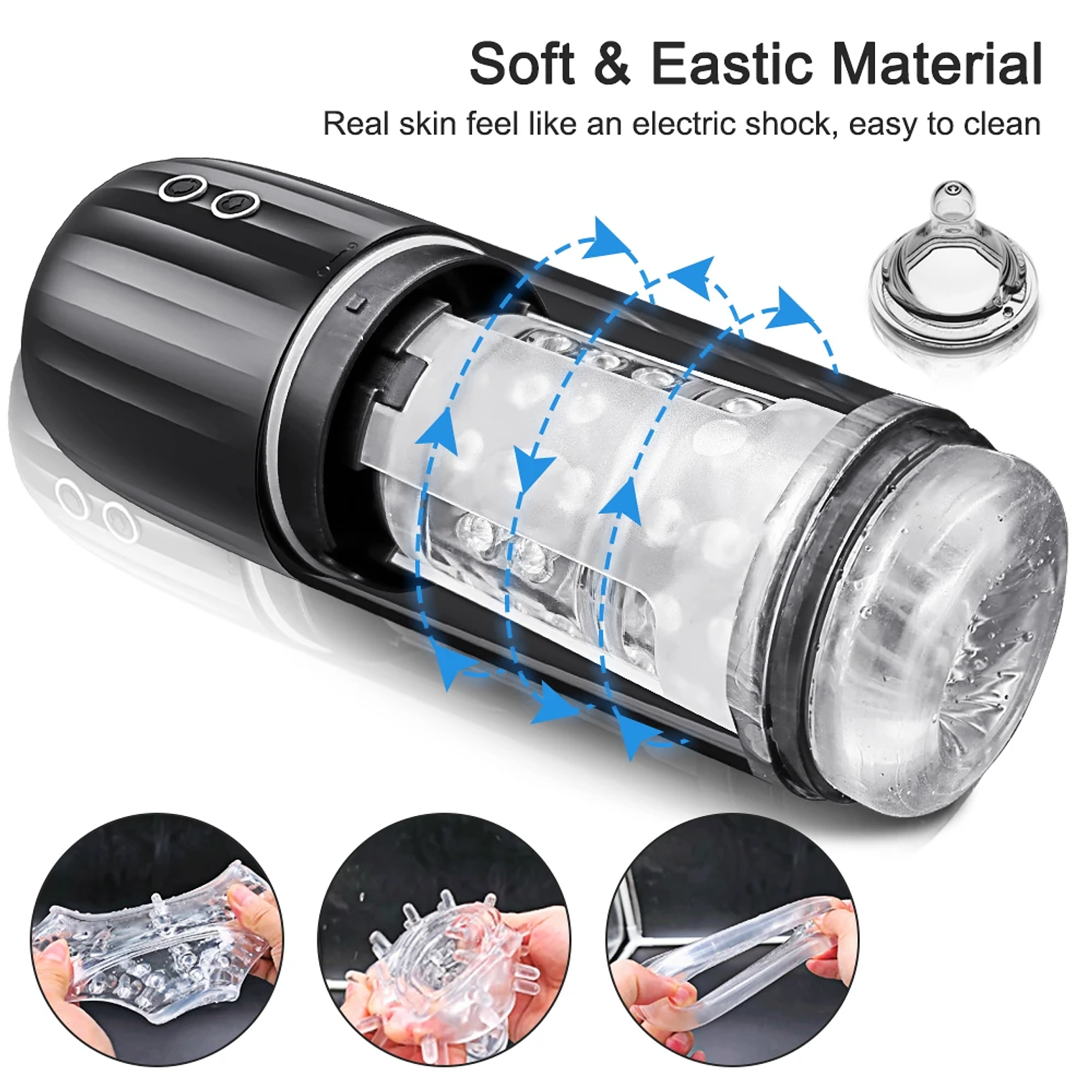 Maquina De Succion Impermeable Masculino Tluda FJB12 en Silicona Medica Color Negro 5