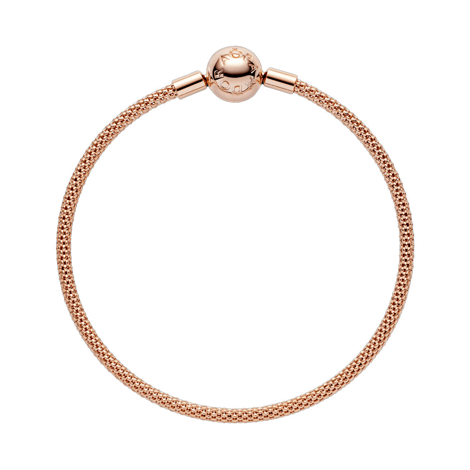 Pulsera Brazalete Pandora Malla de Plata con Cierre Circular 586543 Rosado Plata 925 Talla 18cm 2