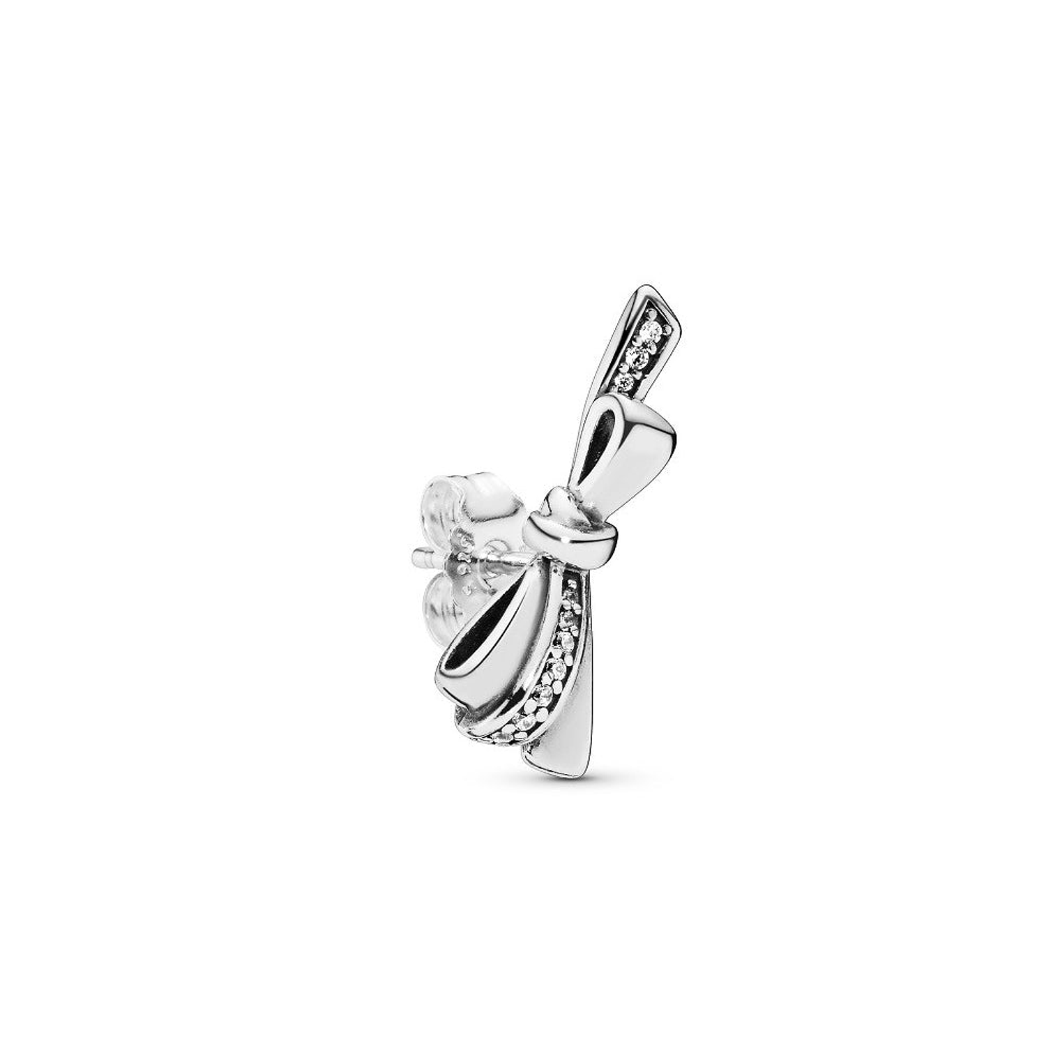Aretes Pendientes Pandora Tipo Topo Lazo Brillante 297234CZ Plata 925 3