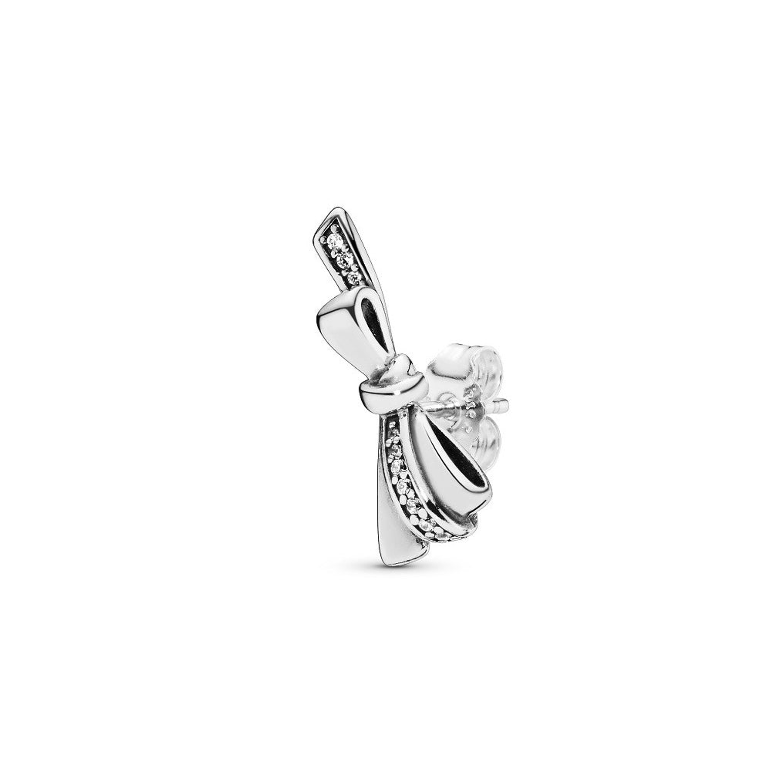 Aretes Pendientes Pandora Tipo Topo Lazo Brillante 297234CZ Plata 925 4