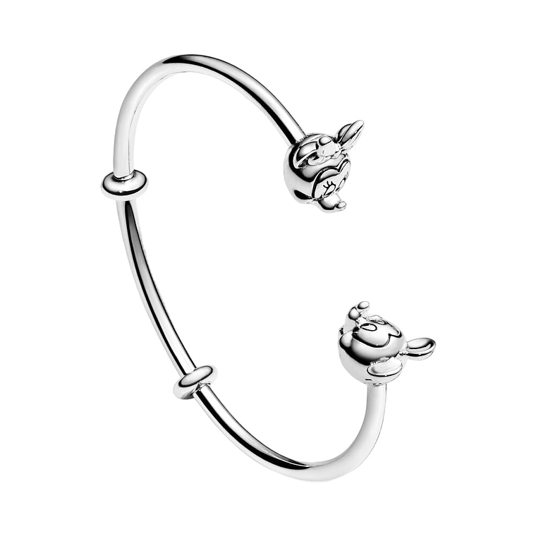 Pulsera Brazalete Pandora Diseño Abierto Minnie y Mickey Mouse 597494 Plata 925 Talla 18cm 3
