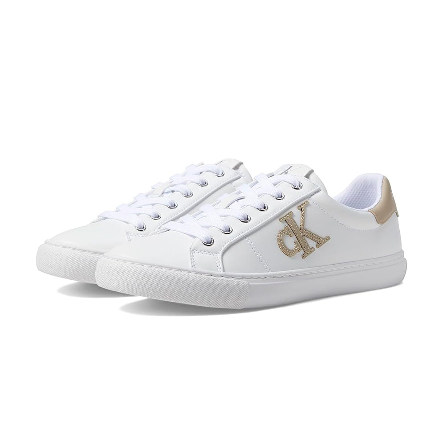 Zapatillas Calvin Klein Calysse Unisex Color Blanco y Dorado Talla 38.5 1