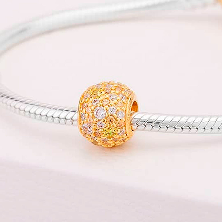 Charm Pandora Original para Mujer 767052CSY Golden Mix Pave Ball s925 4