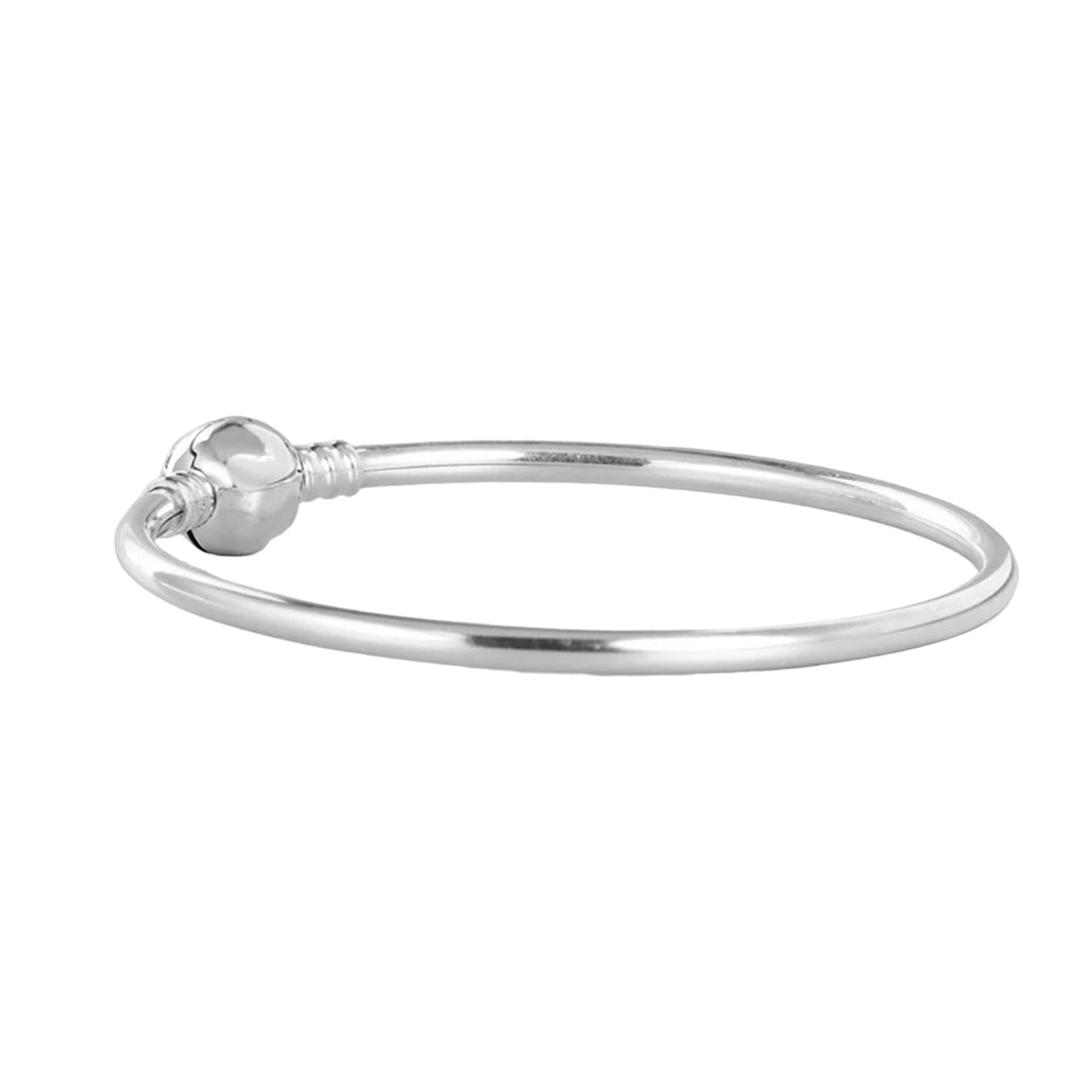 Pulsera Brazalete Pandora Liso con Cierre de Corazón Brillante 590743CZ Plata 925 Talla 18cm 2