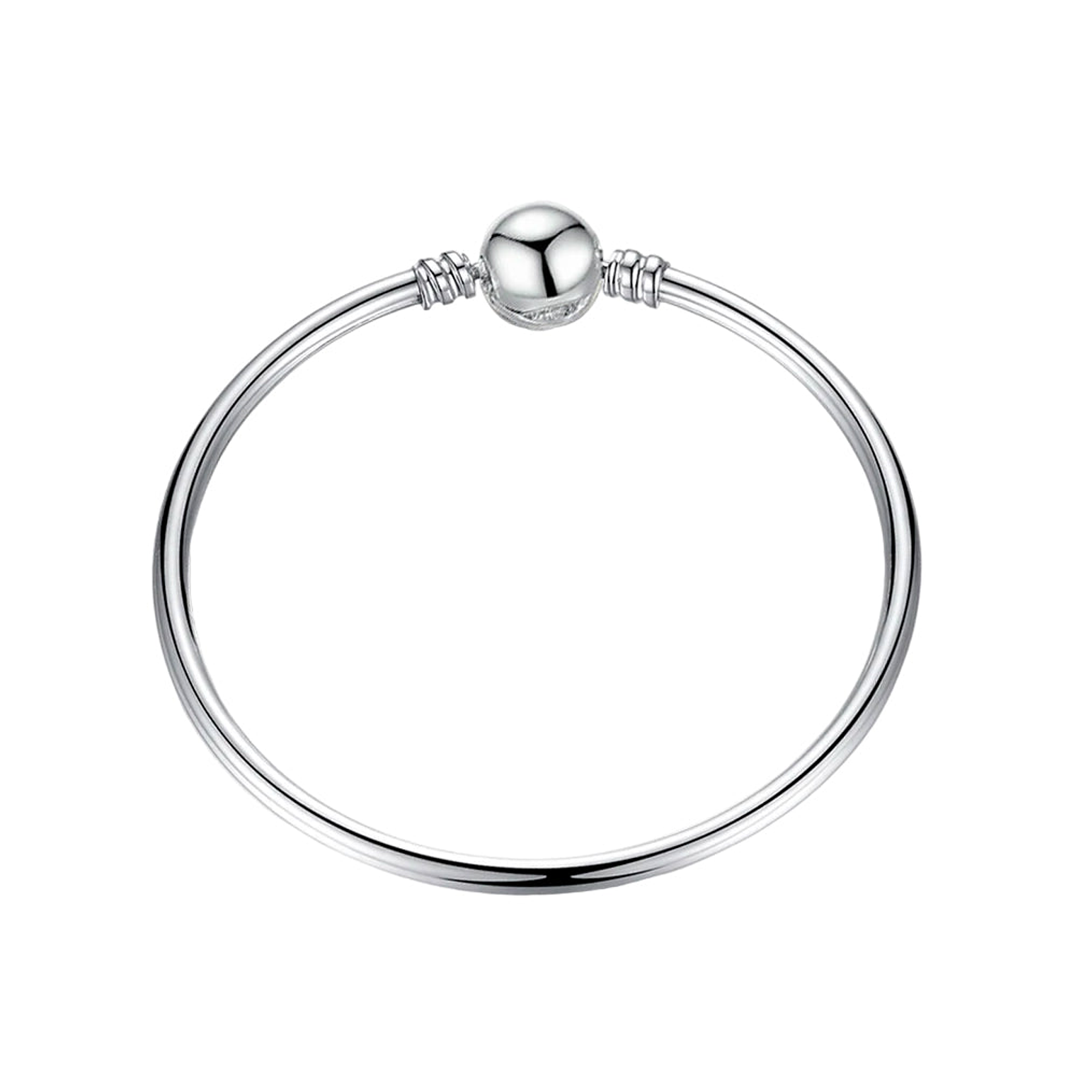 Pulsera Brazalete Pandora Liso con Cierre de Corazón Brillante 590743CZ Plata 925 Talla 18cm 4