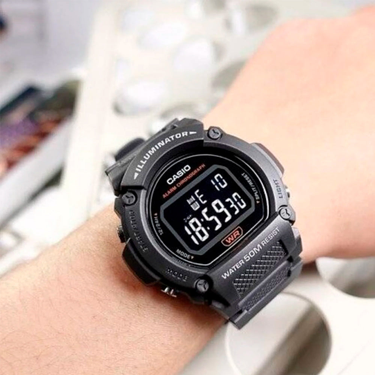 Reloj Digital Casio Original para Hombre Serie W219H-8BVCF en Resina Azul Oscuro 5