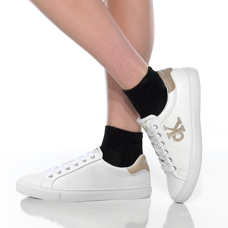 Zapatillas Calvin Klein Calysse Unisex Color Blanco y Dorado Talla 38.5 6