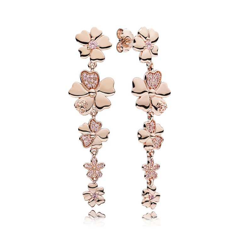Aretes Pendientes Pandora Pradera de Flores Silvestres 287114NPR Plata 925 1