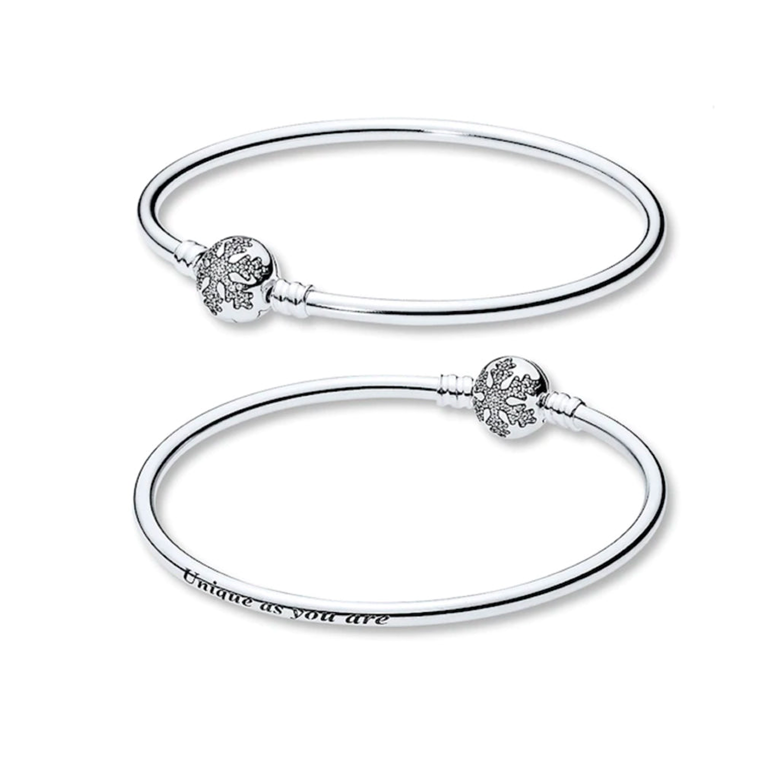 Pulsera Brazalete Pandora Copo de Nieve con Grabado 