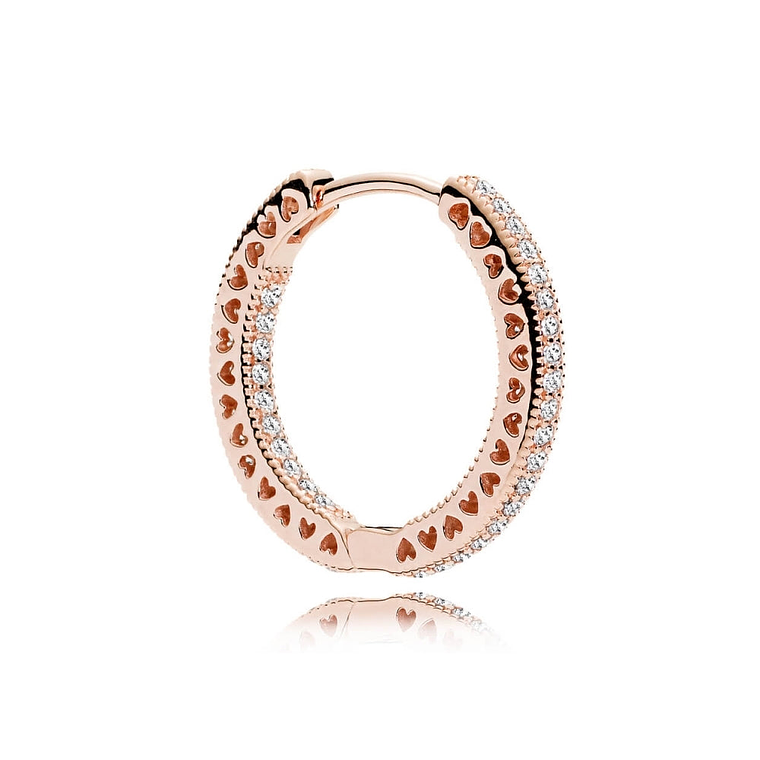 Aretes Pendientes Pandora Circulo de Corazones Bañado en Oro Rosa 286318CZ Plata 925 3