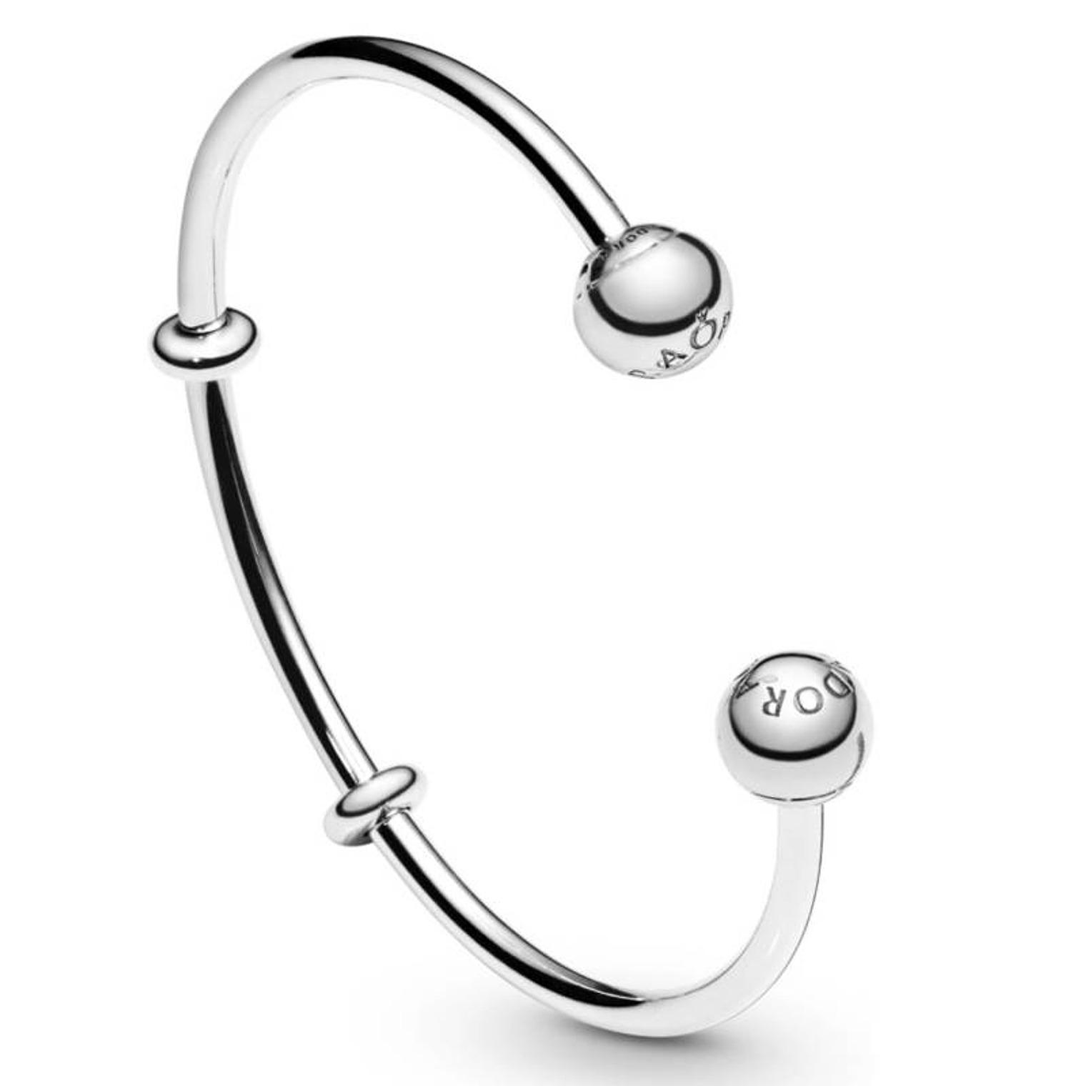 Pulsera Brazalete Pandora con Cierre Abierto de Esferas con Logo 596477 Plata 925 Talla 18cm 3
