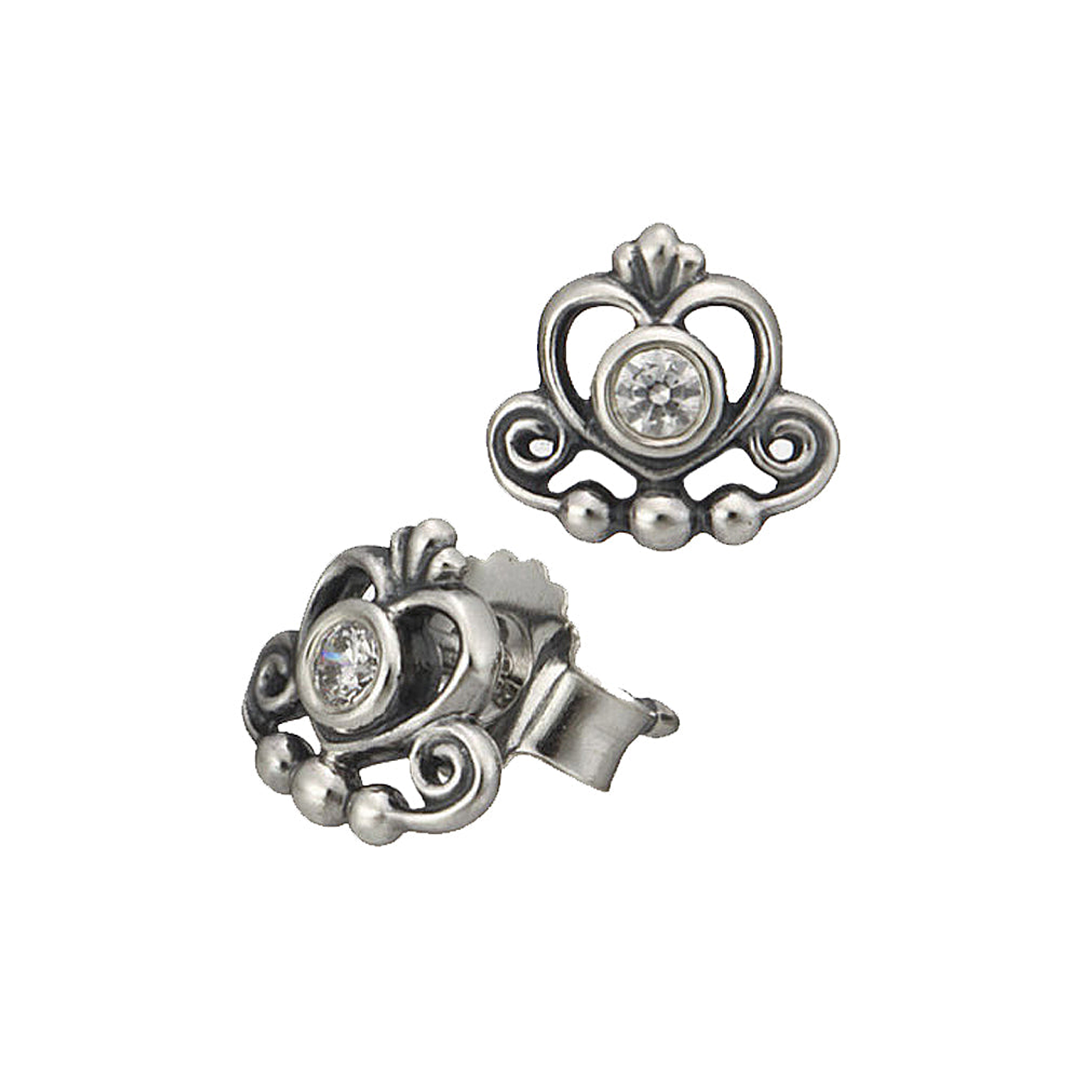 Aretes Pendientes Pandora Tipo Topo Tiara de Princesa Brillante 290540CZ Plata 925 1