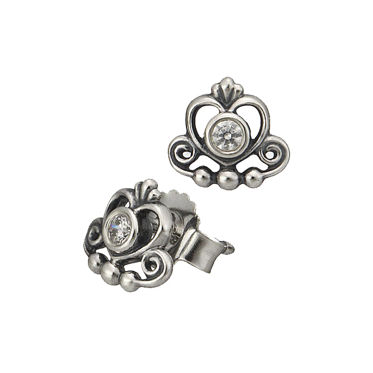 Aretes Pendientes Pandora Tipo Topo Tiara de Princesa Brillante 290540CZ Plata 925 1