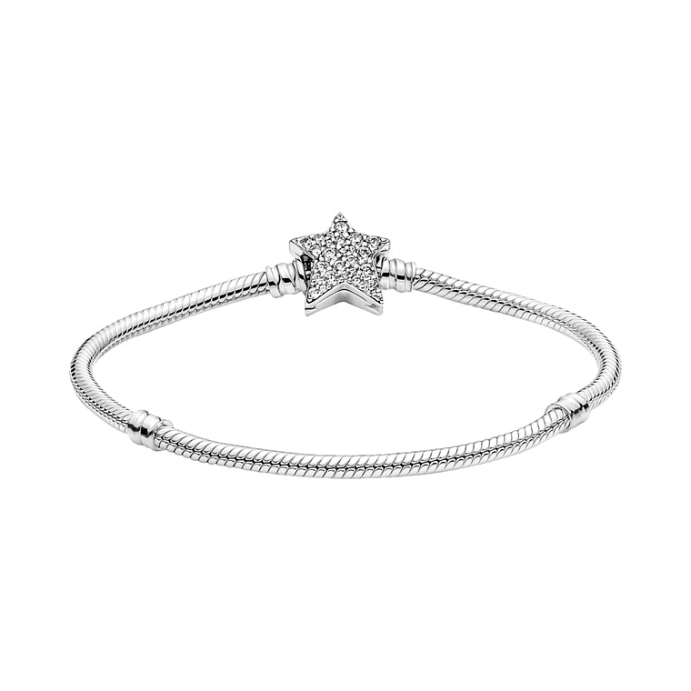 Pulsera Brazalete Pandora Cadena de Serpiente Cierre Estrella 599639C01 Plata 925 Talla 18cm 2