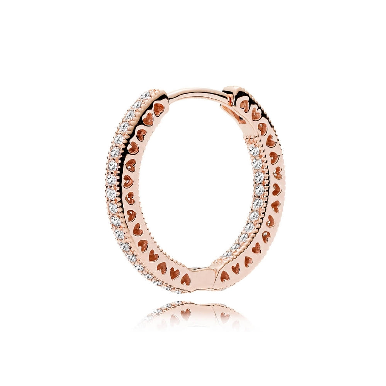 Aretes Pendientes Pandora Circulo de Corazones Bañado en Oro Rosa 286318CZ Plata 925 4