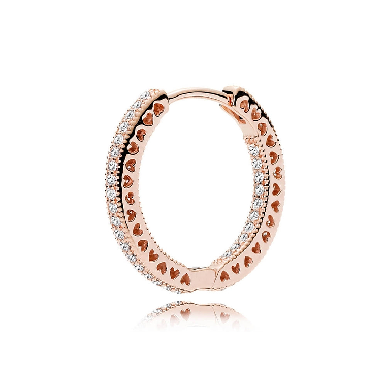 Aretes Pendientes Pandora Circulo de Corazones Bañado en Oro Rosa 286318CZ Plata 925 4