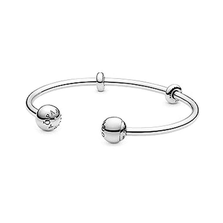 Pulsera Brazalete Pandora con Cierre Abierto de Esferas con Logo 596477 Plata 925 Talla 18cm 4