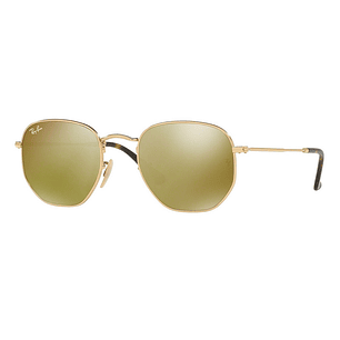 Lentes de Sol Ray Ban Hexagonal Flat RB3548N 001/93 Color Dorado Espejado Talla 51mm