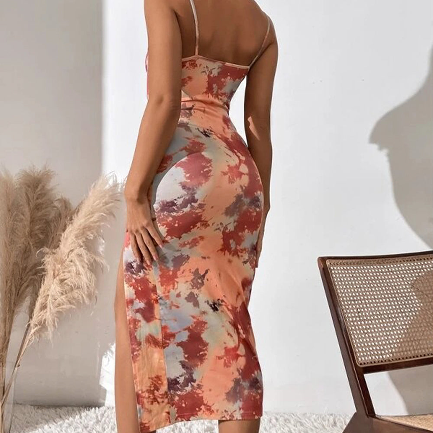 Vestido Ajustado de Tirantes Shein Multicolor Talla S 2