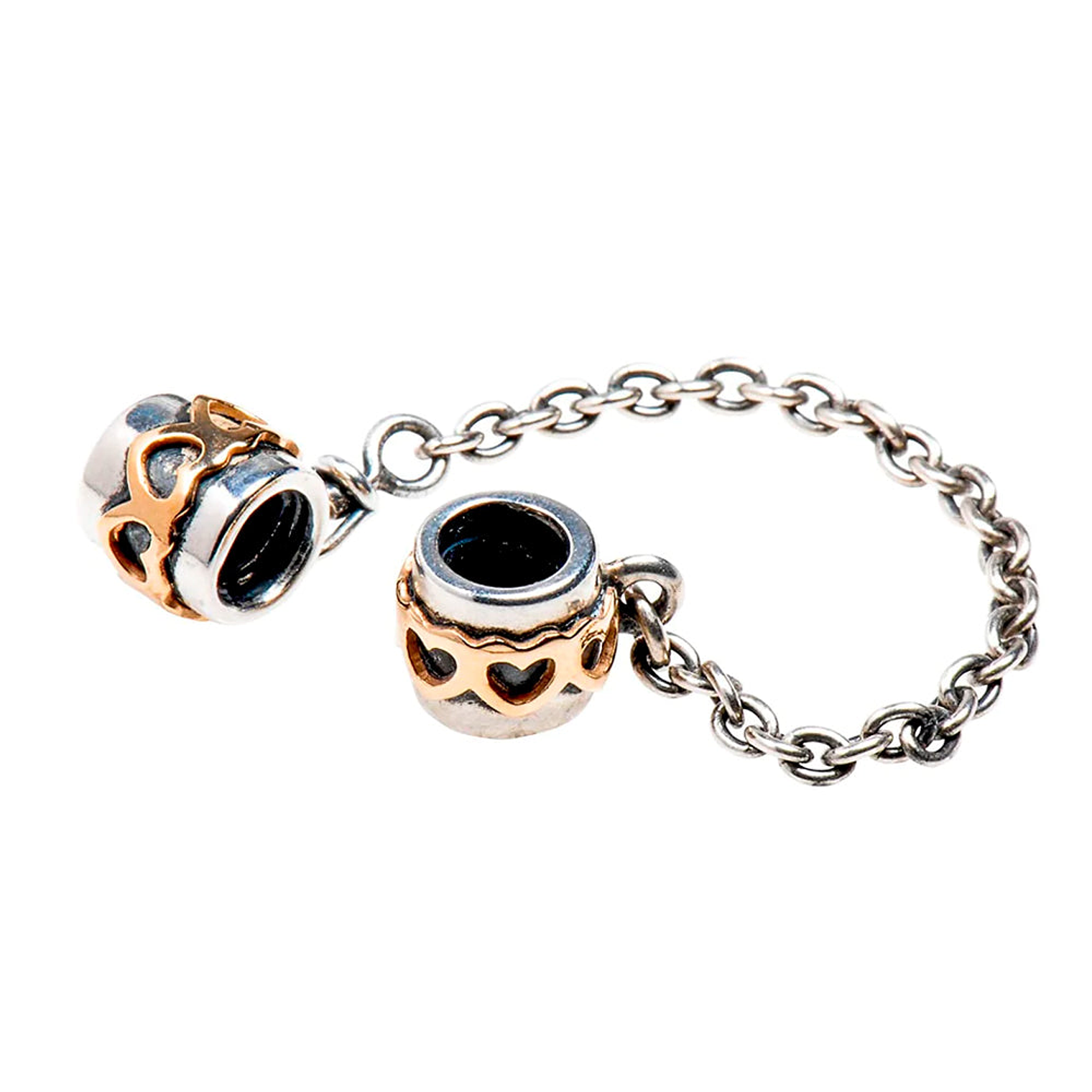 Cadena de Seguridad Pandora con Corazones de Oro Color Plateado 790307-05 en Plata 925 2