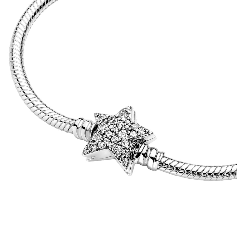 Pulsera Brazalete Pandora Cadena de Serpiente Cierre Estrella 599639C01 Plata 925 Talla 18cm 4