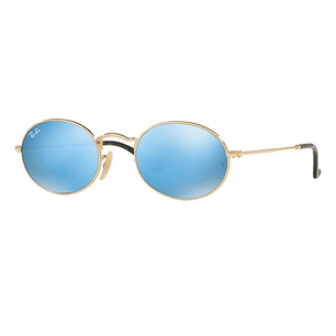 Lentes de Sol Ray Ban Oval Flat RB3547N 001/9O Color Celeste Talla Pequeña