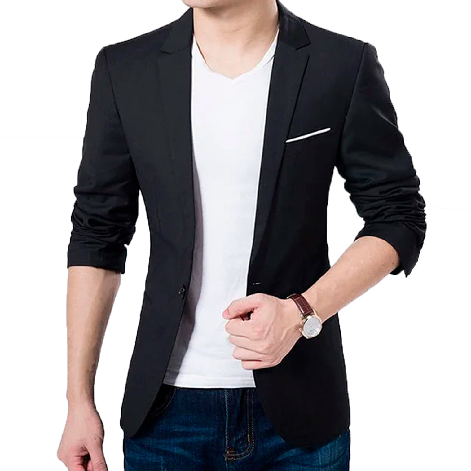 Blazer Casual para hombre en- Loaizar Tallado Color Negro Talla S 4
