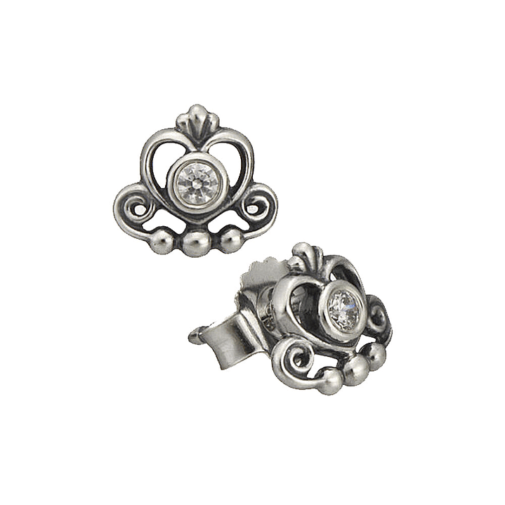 Aretes Pendientes Pandora Tipo Topo Tiara de Princesa Brillante 290540CZ Plata 925 4