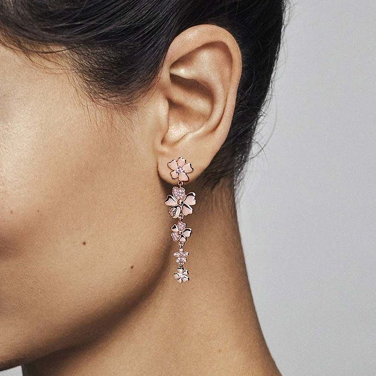 Aretes Pendientes Pandora Pradera de Flores Silvestres 287114NPR Plata 925 5