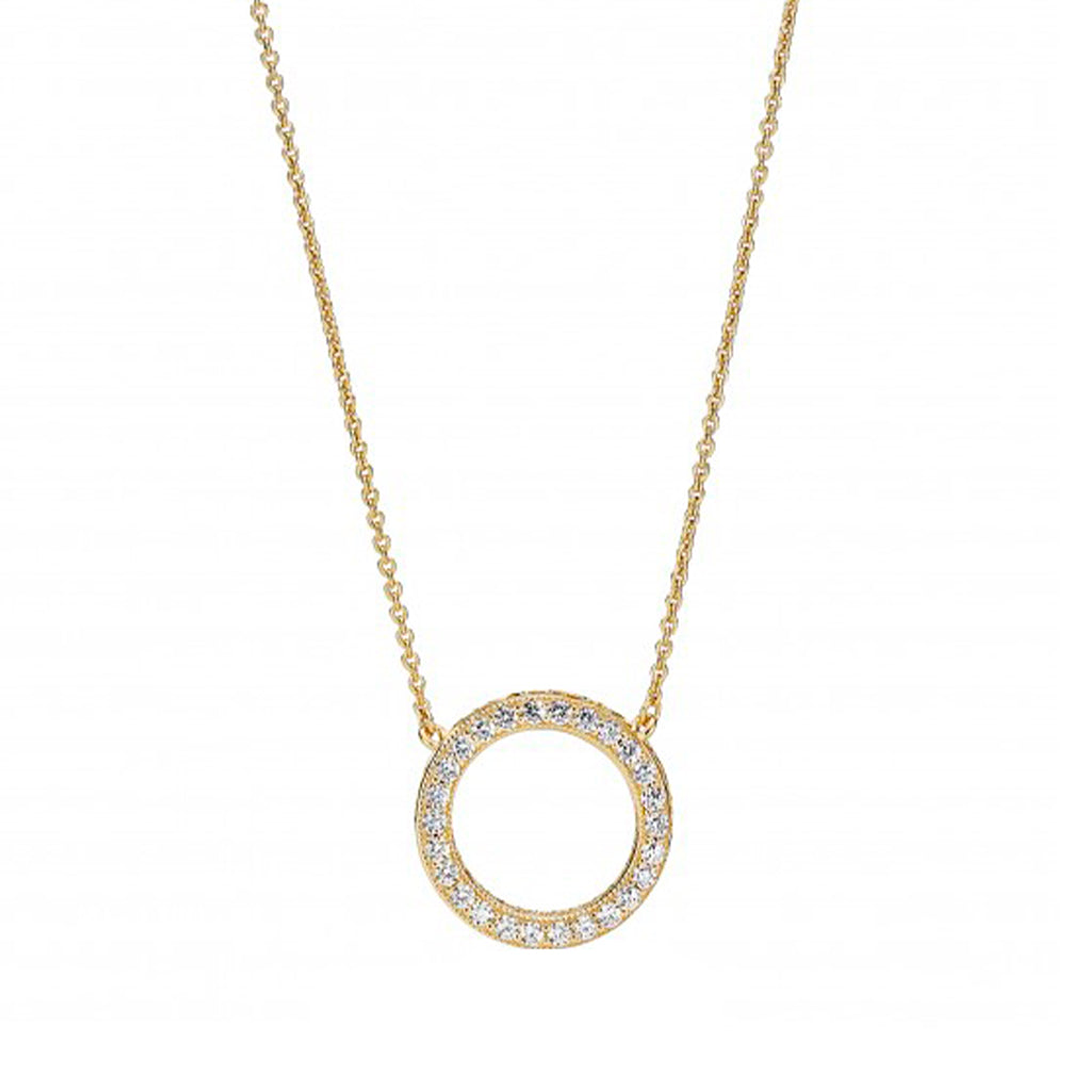 Collar de Cadena Pandora Circulo Shine Ajustable 367121CZ Bañado en Oro 14k Talla 50cm 1