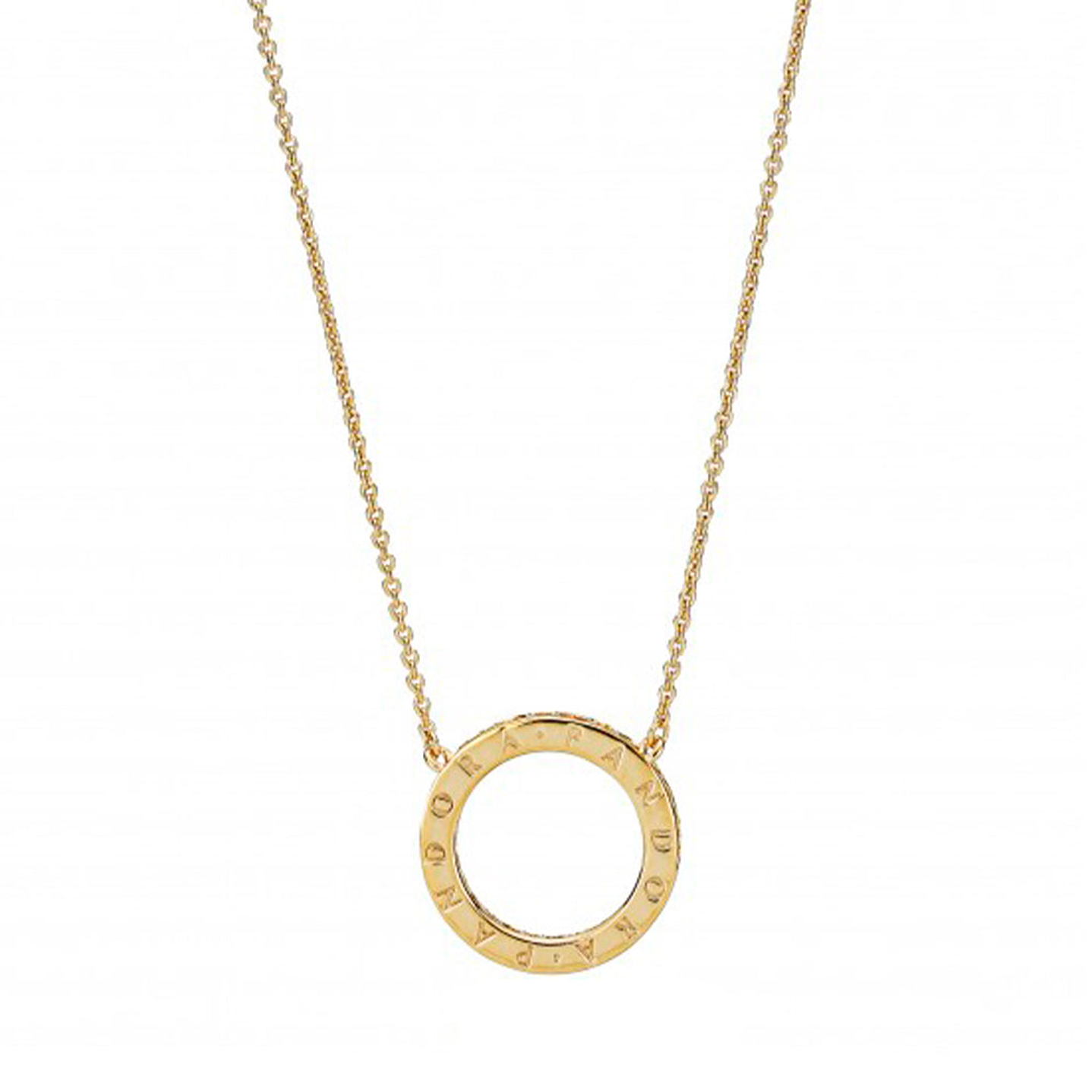 Collar de Cadena Pandora Circulo Shine Ajustable 367121CZ Bañado en Oro 14k Talla 50cm 2