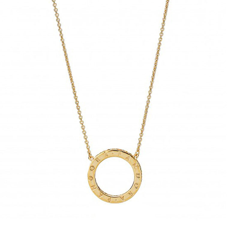 Collar de Cadena Pandora Circulo Shine Ajustable 367121CZ Bañado en Oro 14k Talla 50cm 2