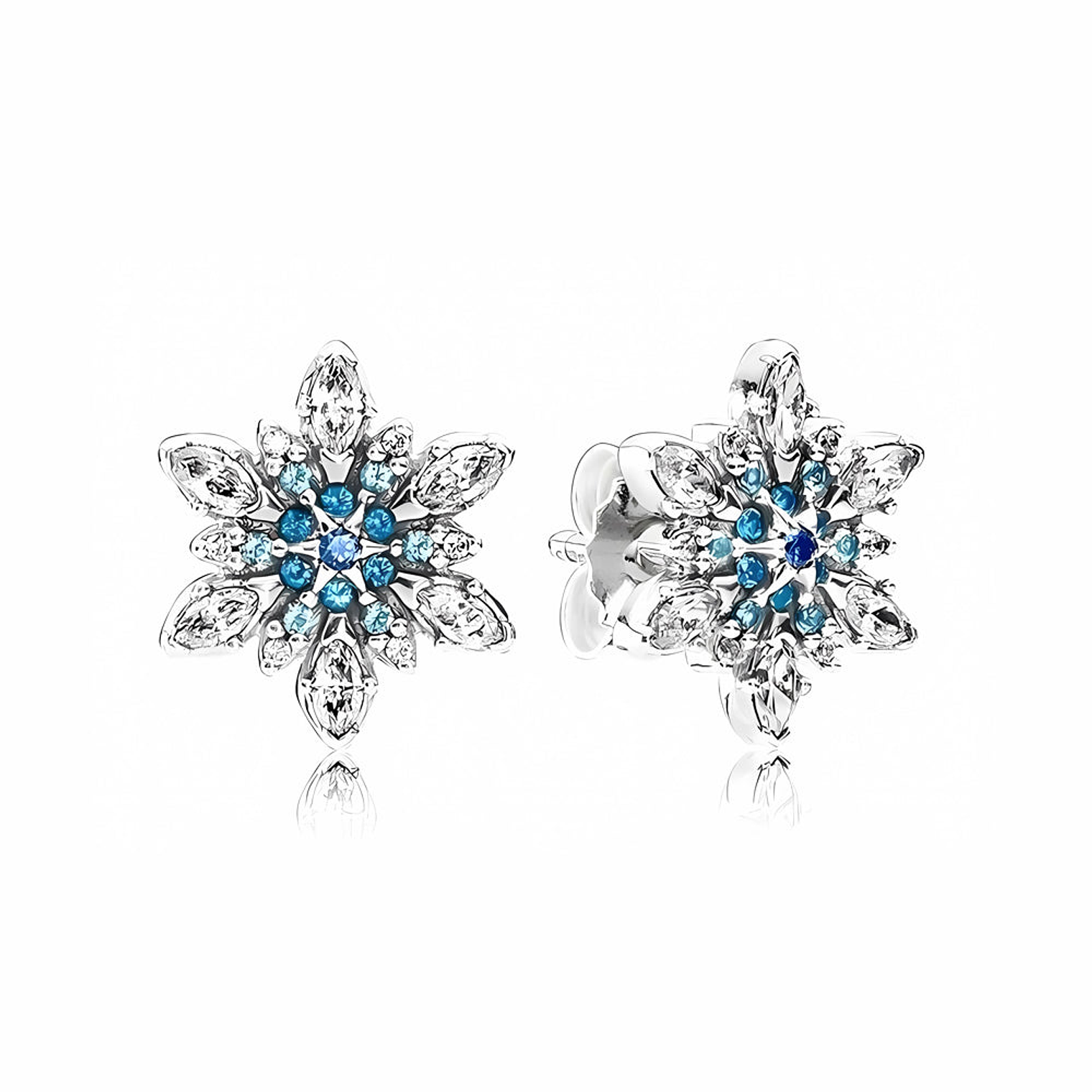 Aretes Pendientes Pandora Copo de Nieve Cristalizado Tipo Topo 290590NBLMX Plata 925 1