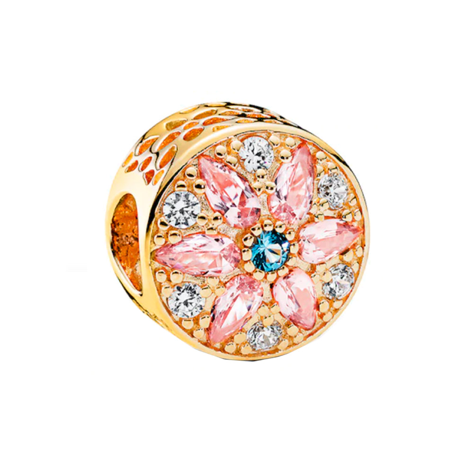 Charm Dije Pandora Original para Mujer 751003NBP Flores Opulentas Oro 14k 1