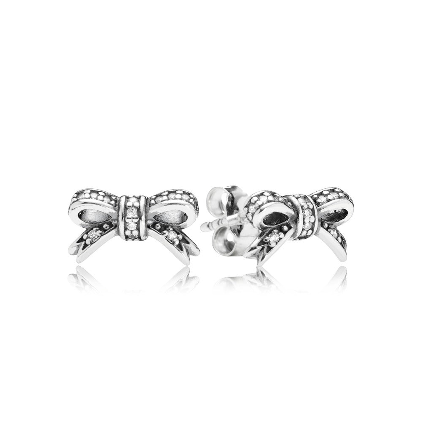 Aretes Pendientes Pandora Lazo de Corazones Tipo Topo 290555CZ Plata 925 2