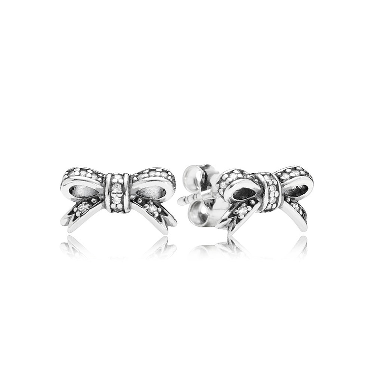 Aretes Pendientes Pandora Lazo de Corazones Tipo Topo 290555CZ Plata 925 2