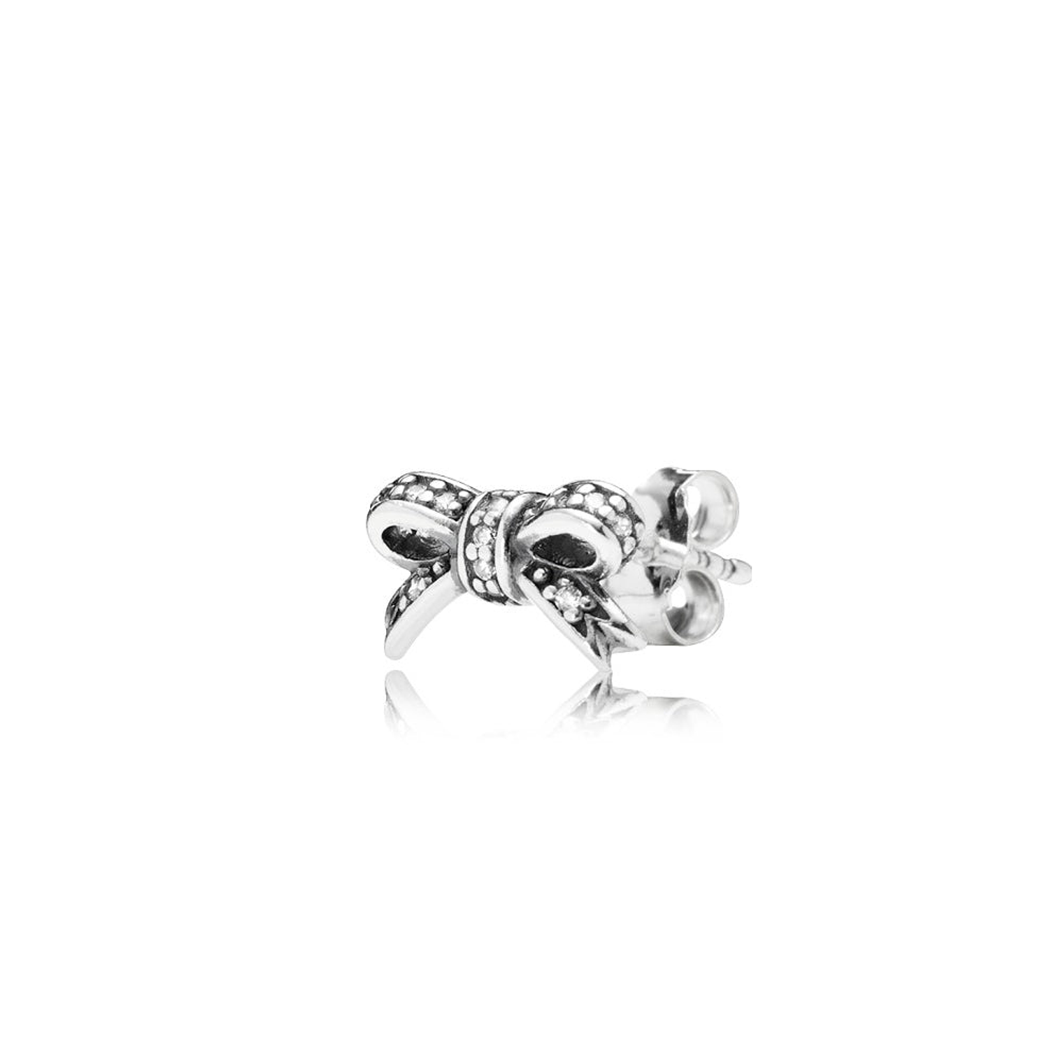 Aretes Pendientes Pandora Lazo de Corazones Tipo Topo 290555CZ Plata 925 3