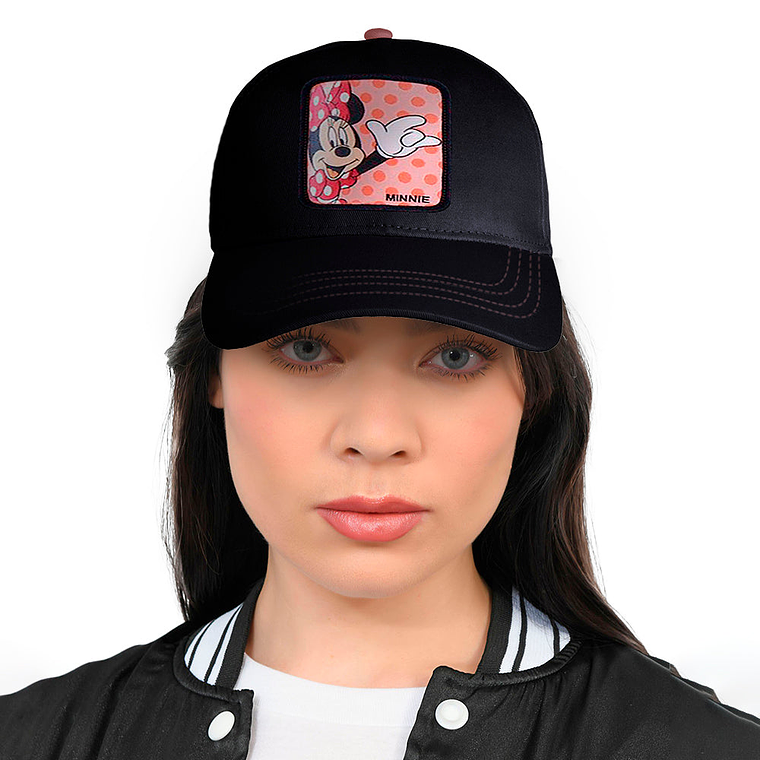 Gorra estilo Beisbol Snapback Malla Minnie Negro y Rosa 3