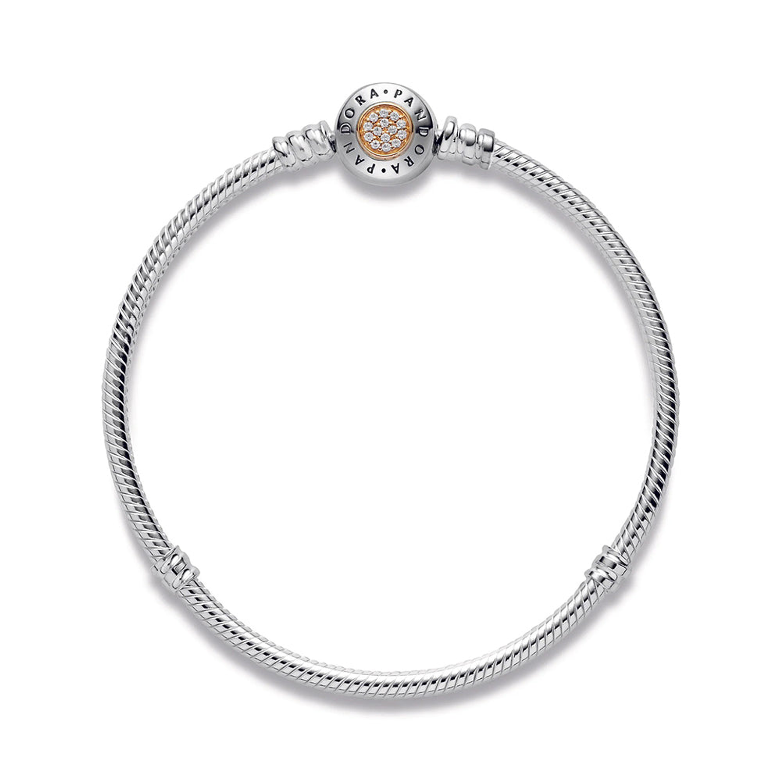 Pulsera Brazalete Pandora con Cierre de Logotipo y Circonita Cúbica 590741CZ Plata 925 Talla 18cm 2