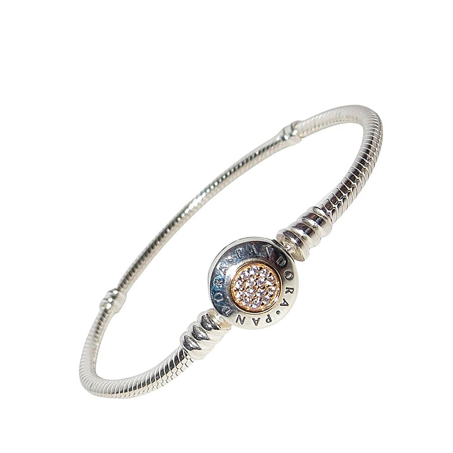 Pulsera Brazalete Pandora con Cierre de Logotipo y Circonita Cúbica 590741CZ Plata 925 Talla 18cm 3