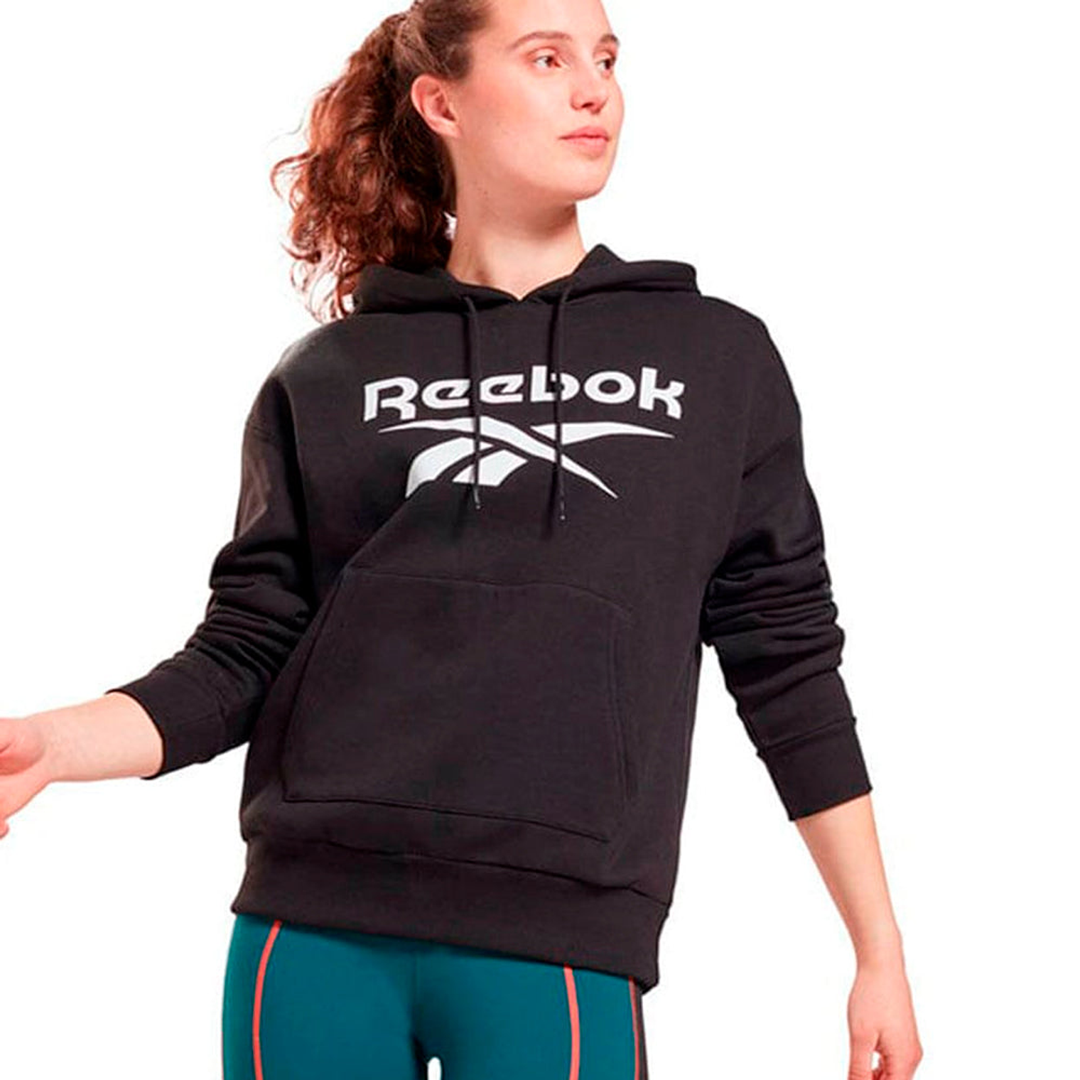 Polera Tipo Hoodie Reebok Identity Big Logo Fleece GS9392 Negro Talla M 3