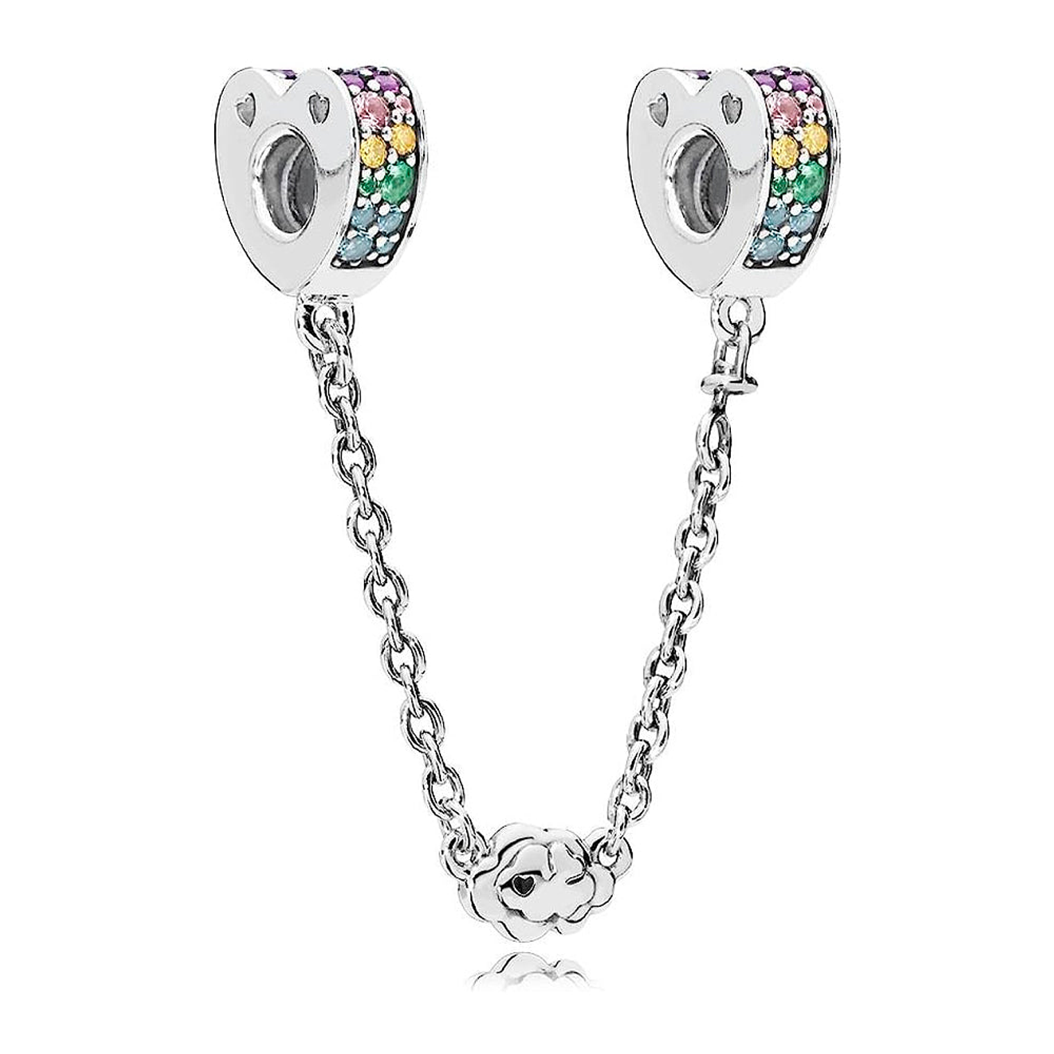 Cadena de Seguridad Pandora con Arcos de Amor Arcoiris 797021NRPMX-05 en Plata 925 1