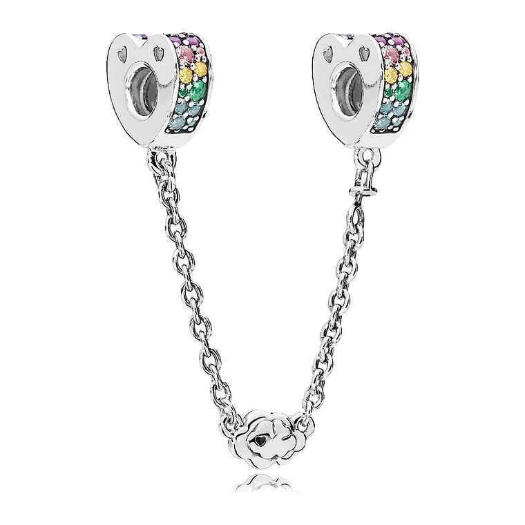 Cadena de Seguridad Pandora con Arcos de Amor Arcoiris 797021NRPMX-05 en Plata 925 1