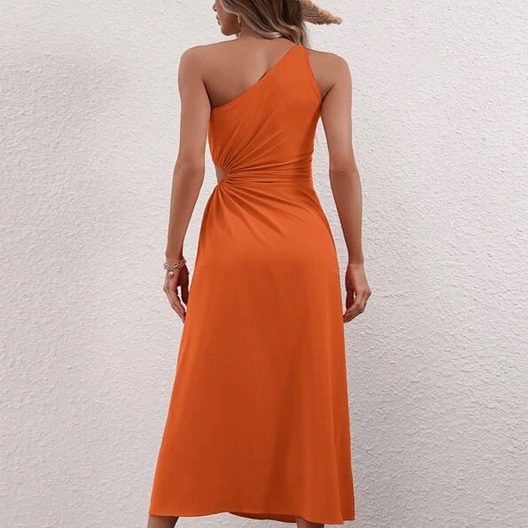 Vestido de un hombro Shein Prive con abertura Color Naranja Talla S 2